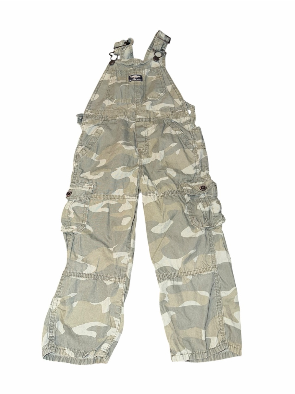 Children's Camouflage Cargo Overalls - Beige Green Camo